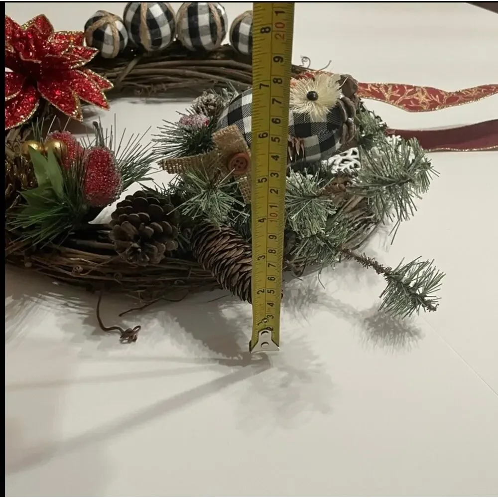 Christmas Owl Buffalo Plaid Grapevine Wreath 16